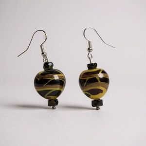 Handcrafted Heart Lampwork Glass Earrings On 925 Silver